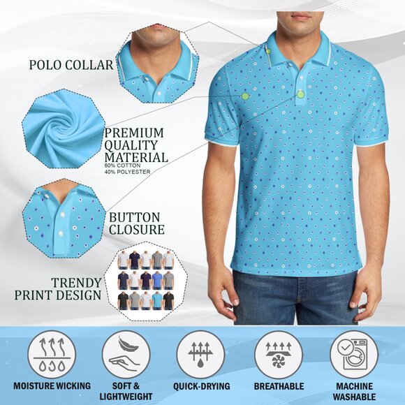 3-Pack Mens Classic Collared Polka Dot Cotton Athletic Summer Short Sleeve Shirt - Picture 9 of 16